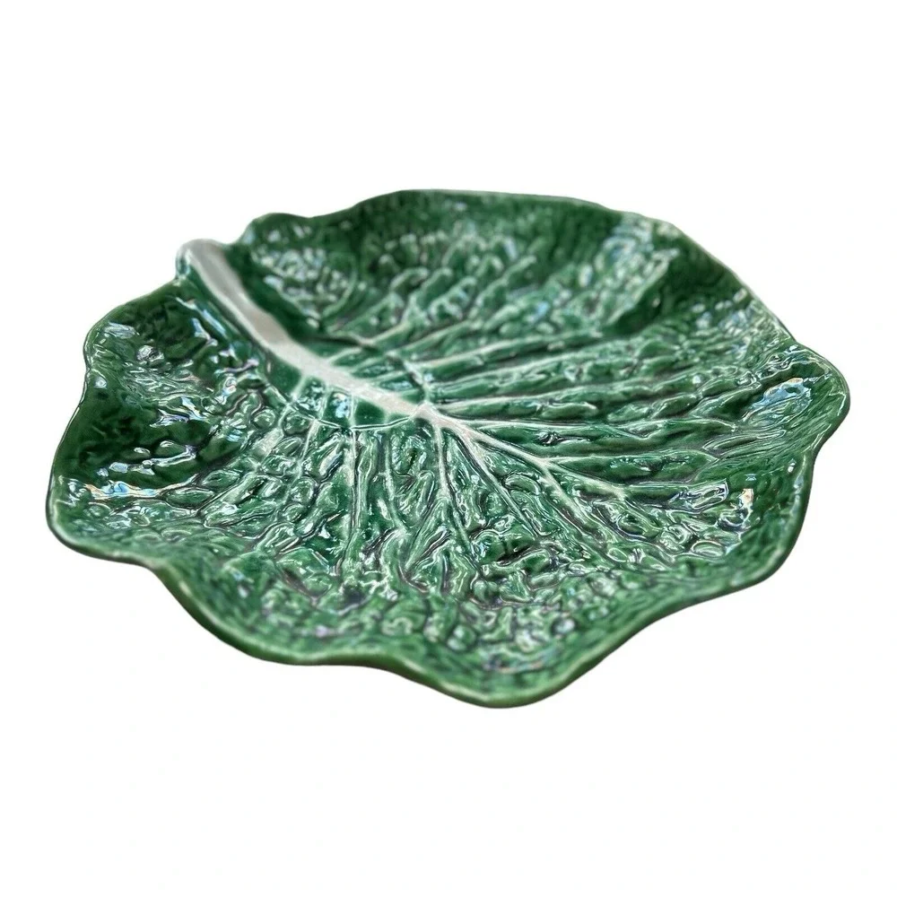 Vintage Large Secla Portuguese‎ Majolica Cabbage Serving Platter 12